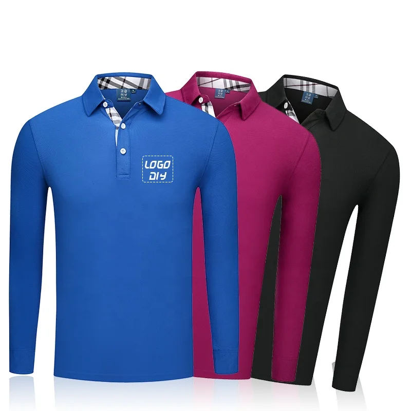 

100% cotton high quality men's Sport Polo Shirts Custom Embroidery long sleeve polo t shirt