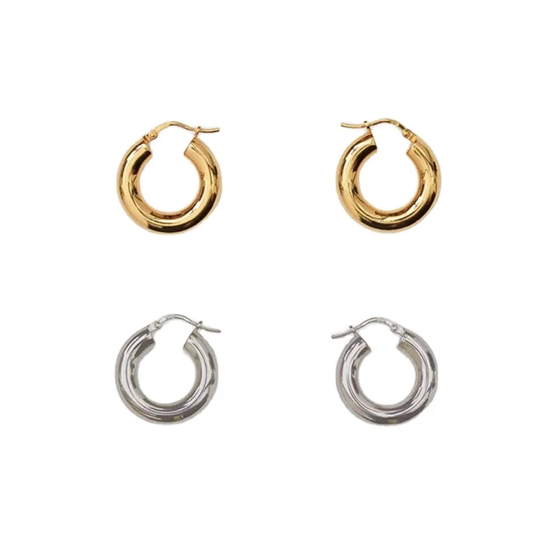 

Fashion Classic Gold Silver Hoop Designer 18k Gold Filled Earrings Stainless Steel 18k Gold Plated Wholesale Hoops Earrings