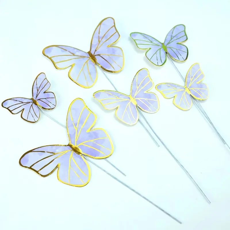 

Wholesale 6PCS Butterfly Cupcake Acrylic Paper cake Topper For Happy Birthday Decoration Cake Topper