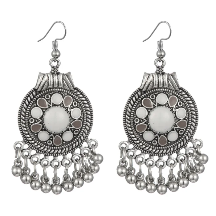 hot sale Classic Round Retro Oil Drop Flower Indian Style Earrings