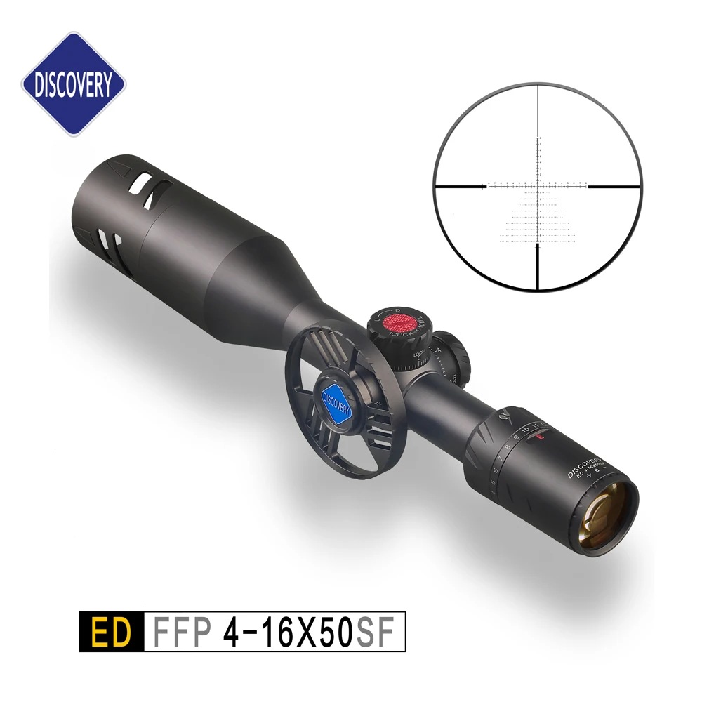 

Discovery Optics Riflescope ED 4-16x50sf,30mm, FFP Mil Reticle, Side Focus,add-on Side Wheel Rifle Scope ≥6