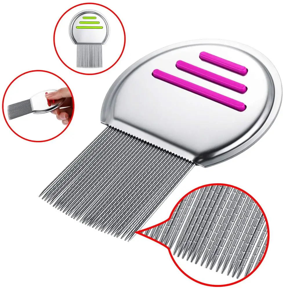 

Amazon Hot sell Stainless Steel Metal Head Lice Comb for pet, Customised