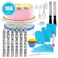 

Hot Sale 106pcs/set Decorating Cake Tools Cake Stand Turntable Supplies Plastic Cake Stand