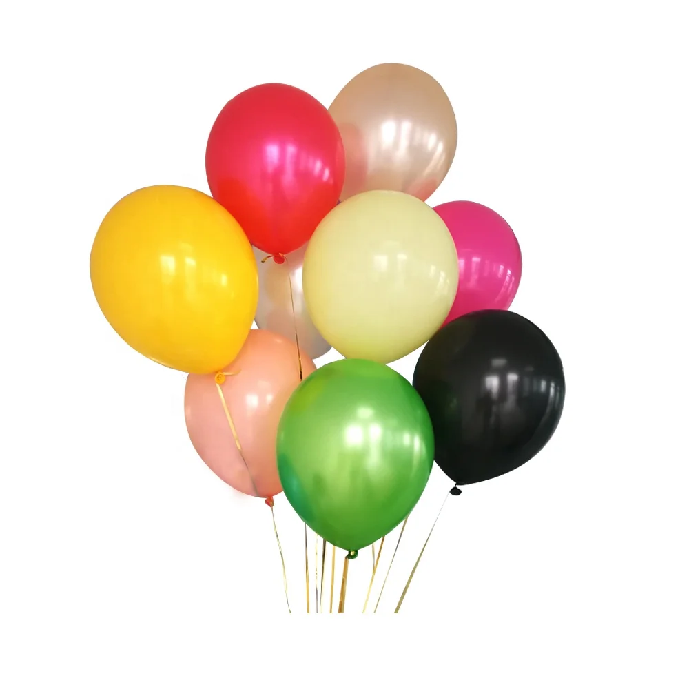 100pcs 9 Inch Latex Balloons - Multi Color Metallic Helium