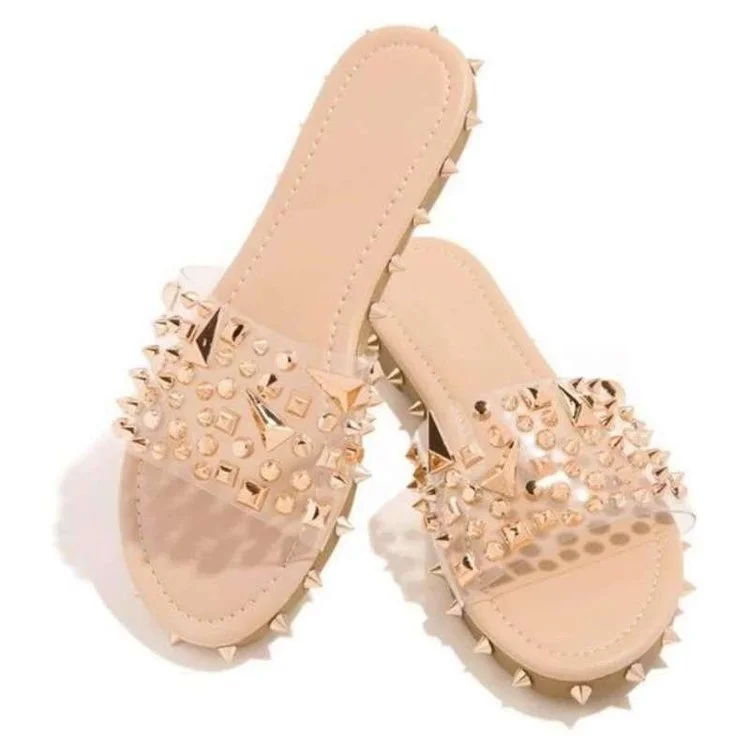 

2020 Women Casual Summer Flat Beach Slippers Female Crystal Rivets Slides Slipper Shoes