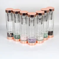 

Custom Logo Rose Gold Fruit Infuser Glass Gemstone Crystal Water Bottle