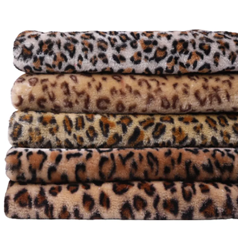 

Leopard Printing Knitted Polar Sherpa Fleece Fabric for Winter Coat Blanket