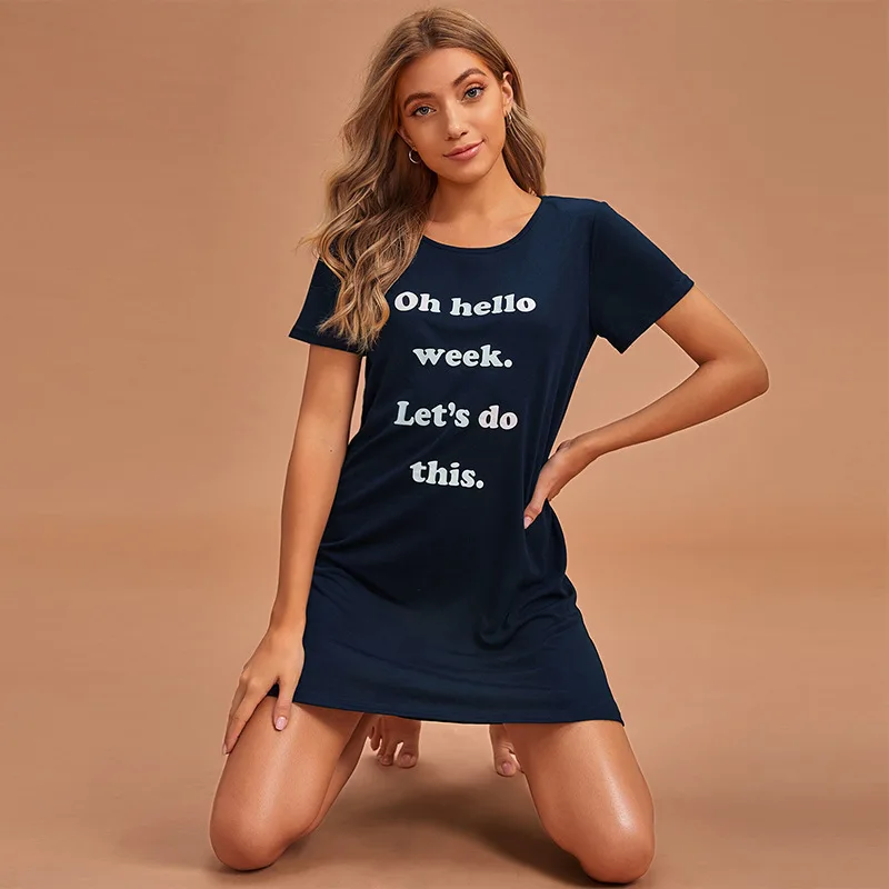 

MS 2021 new style summer pyjamas high quality casual lounge wear Print cotton sexy night dresses for woman