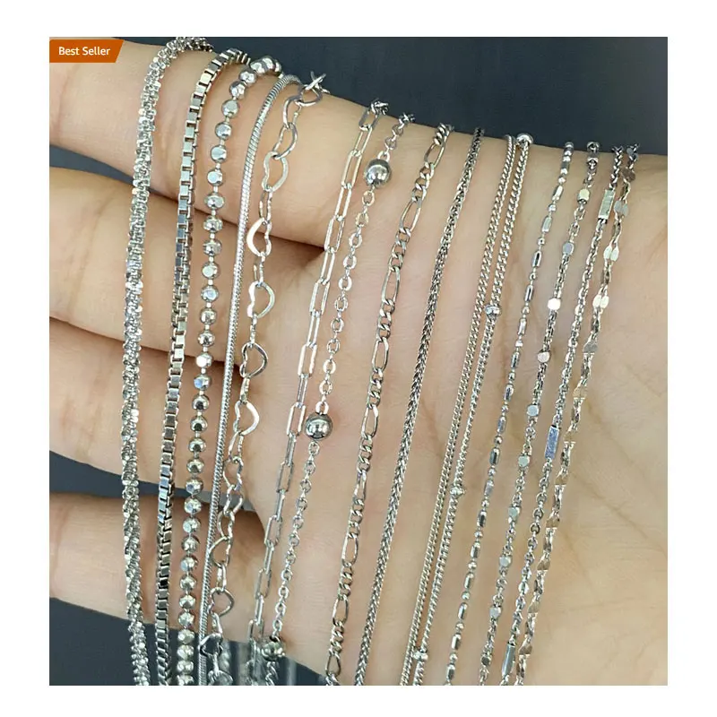 SC-13 Thin Silver Chain in Stock Cadena De Plata 925 Italiana Wholesale Sterling Silver Figaro Chain Necklace Jewelry