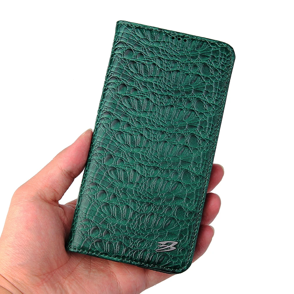 

Crocodile pattern leather flip case for iphone 11 case 6.1 with card slots green color retail packaging