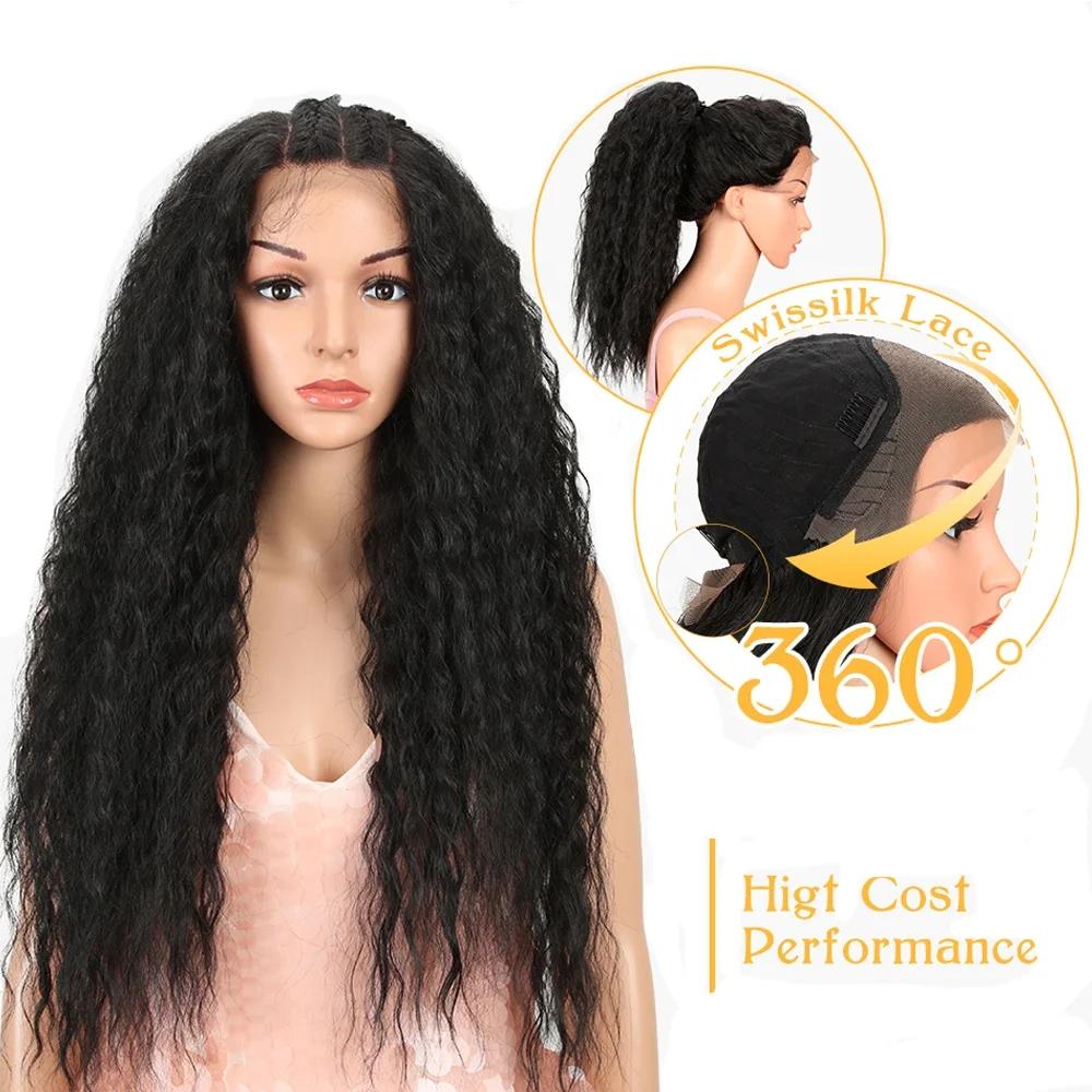 

SWISS HD lace long frontal colored lace front curly kinky hair 13 x 4 synthetic lace wigs with baby hair natural hair line