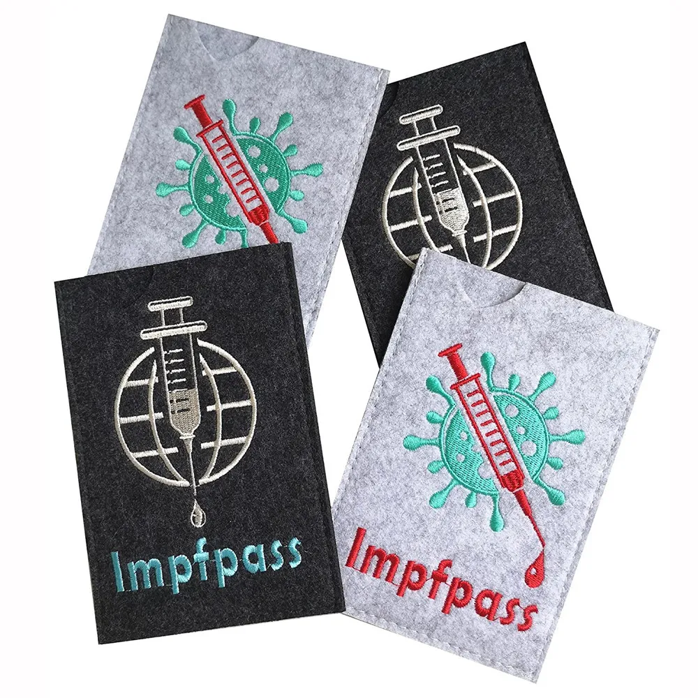 

Germany Europe Impfpass passport cover felt Vaccination pass cover case holder for the vaccination certificate, Grey