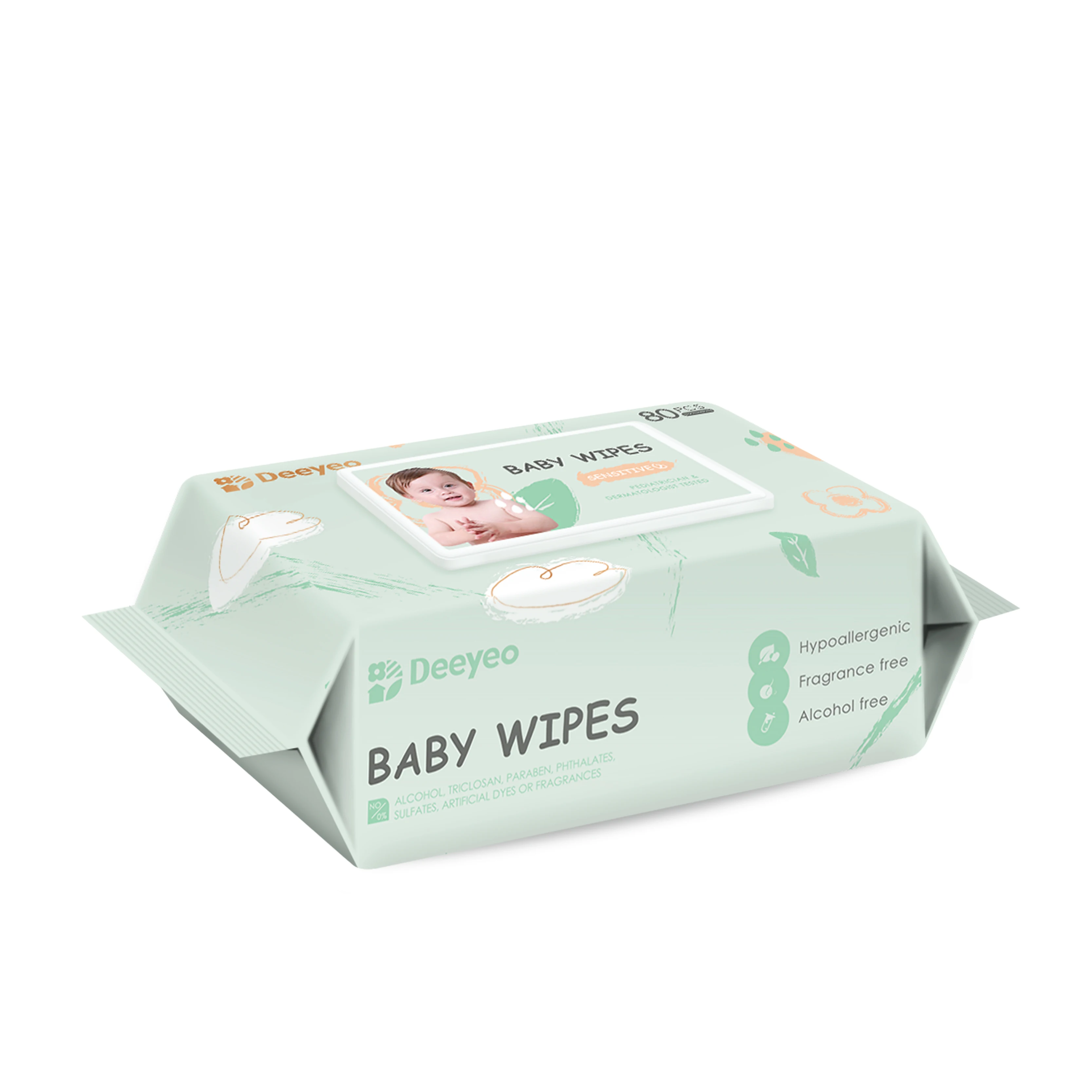 

Sensitive skincare baby wipes 80pcs no pigment and no alcohol pure scentless Baby Wipes