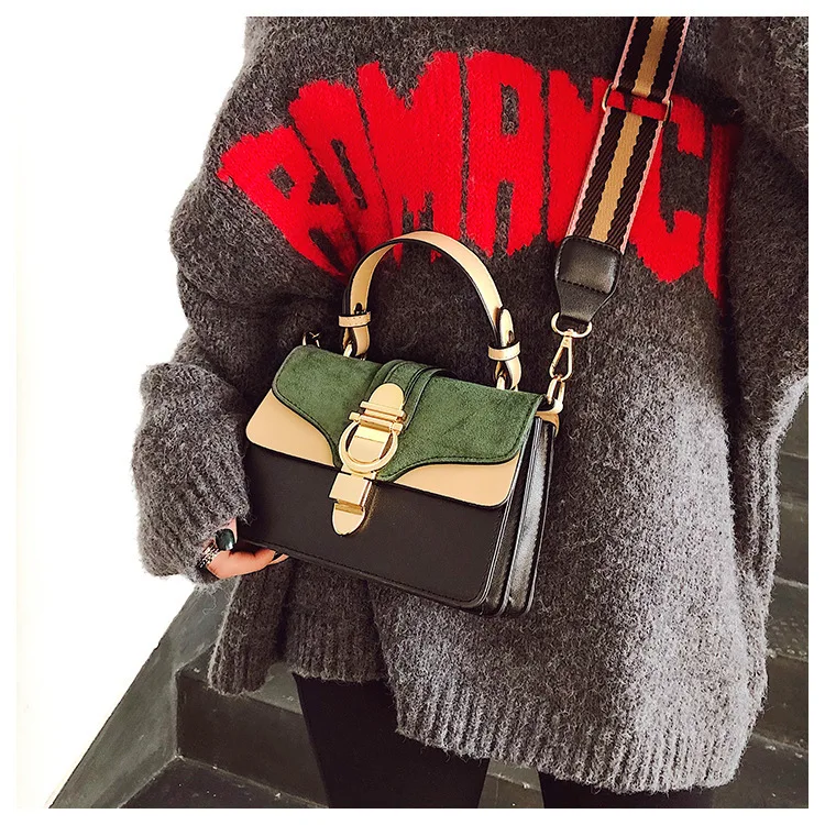 

BM9269 Diagonal Package Leisure Square Bacchus Packet Single bags Wide shoulder strap leather chain crossbody bag