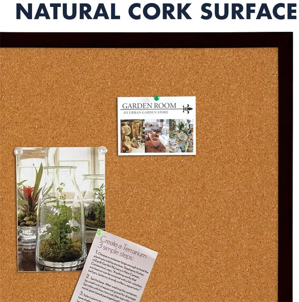 Cork Board Bulletin Board,2' X 3',Black Wood Frame,Perfect For Home