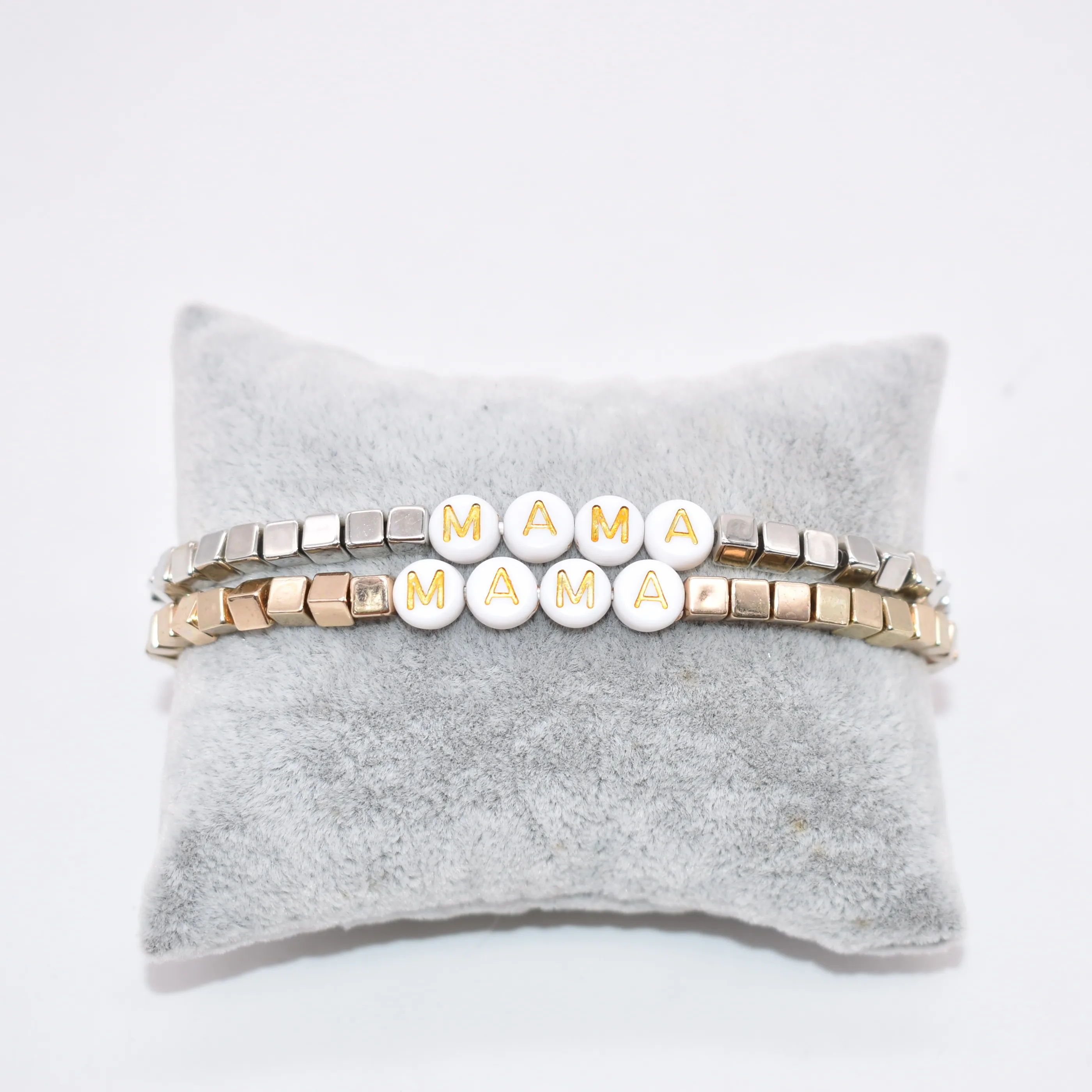 

2pieces per set personalized words stretch Gold plated CCB beads acrylic letter MAMA motivational bracelets
