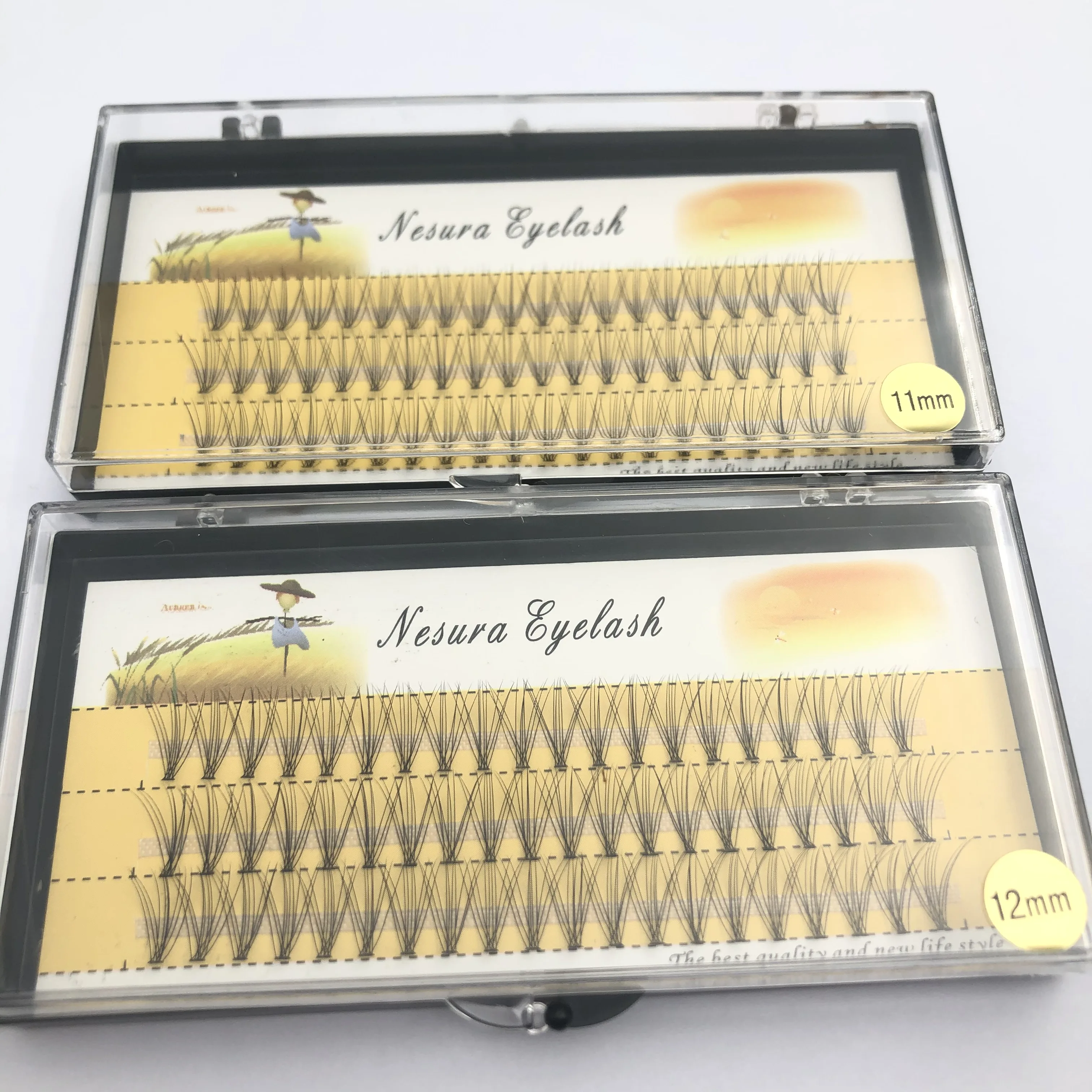 

Factory price heat bonded 10D cluster lashes 0.10mm russia pre made fan volume lash eyelash