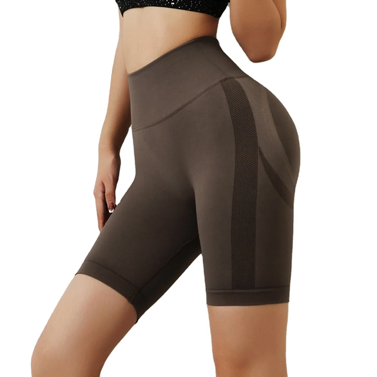 

BBZC4685 Sexy high waist sports quick-drying fitness yoga shorts, Flare,gray,brown