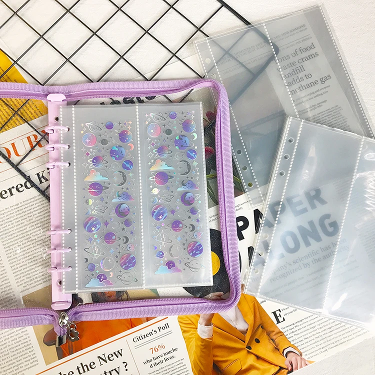 

Pp card book pocket transparent loose leaf a5 binder sleeves 6 holes pocket sleeves 4 grid clear pvc a5 binder photocard sleeves, Transparent or custom