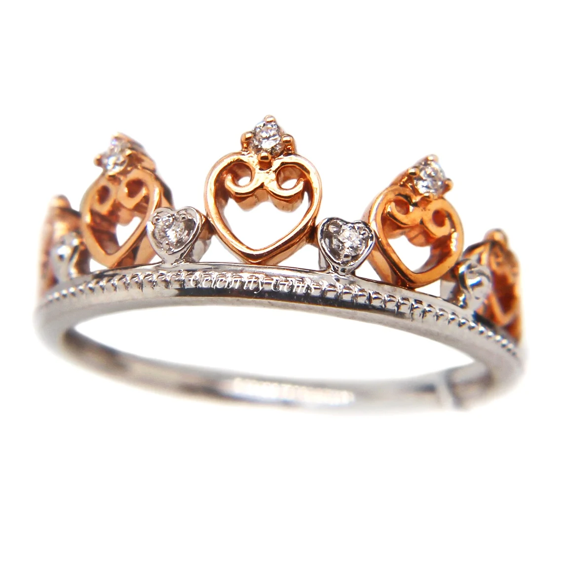 

Vintage Princess Crown Wedding Ring 18K White Gold Plated Diamond Ring for Women