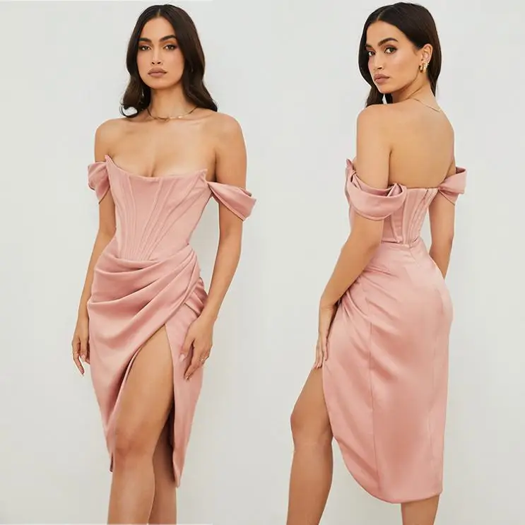 

Amazon 2021 Tube Top Split Sleeveless Women Clothing Sexy Bodycon Dress Women Long Dress