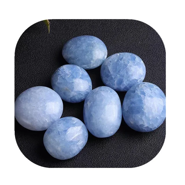 

New arrivals spirtual massage stone crystal heal gemstone natur blue celestite palm stones for Decor