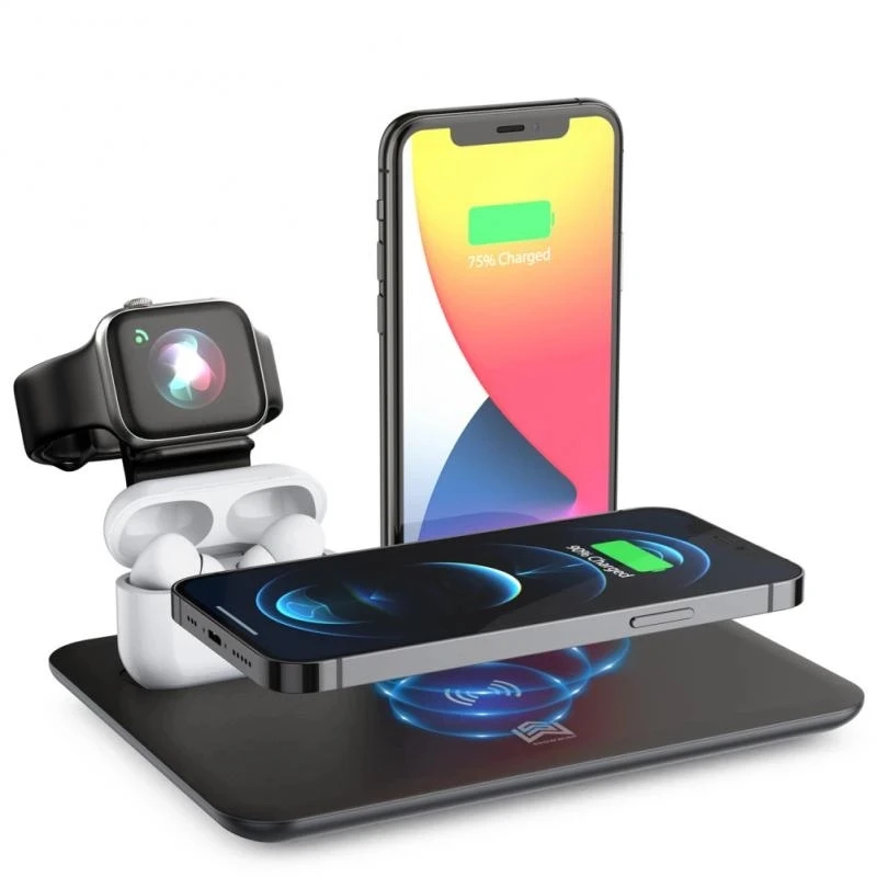 

Wireless Charger Stand For IPhone 12 11 XS XR X 8 Apple Watch 3 In 1 Qi Fast Charging Dock Station for Airpods Pro IWatch 6