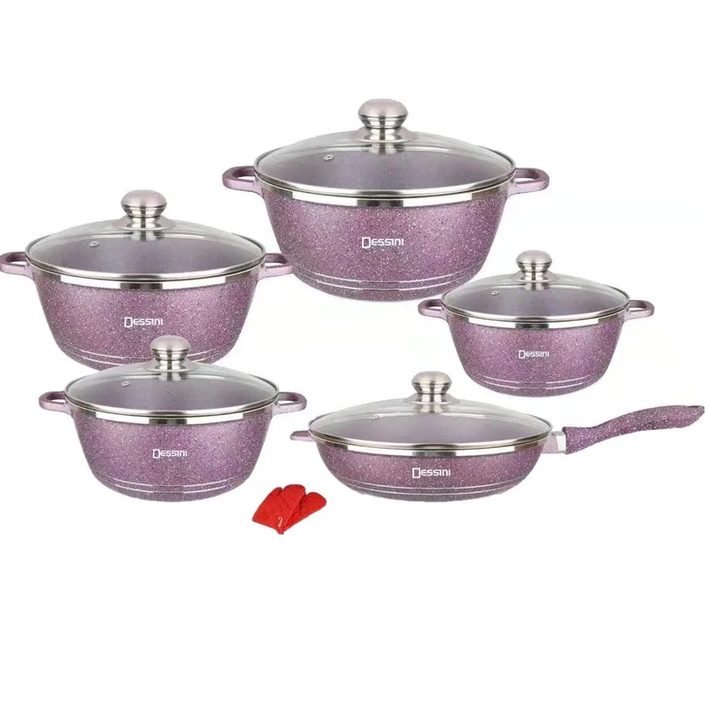 

12pcs DESSINI aluminum cookware set non-stick die casting cookware sets best selling ceramic cookware