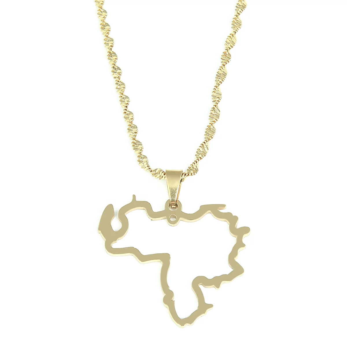 

Stainless Steel Venezuela Map Pendant Necklace Fashion Venezuelan Map Simple Jewelry