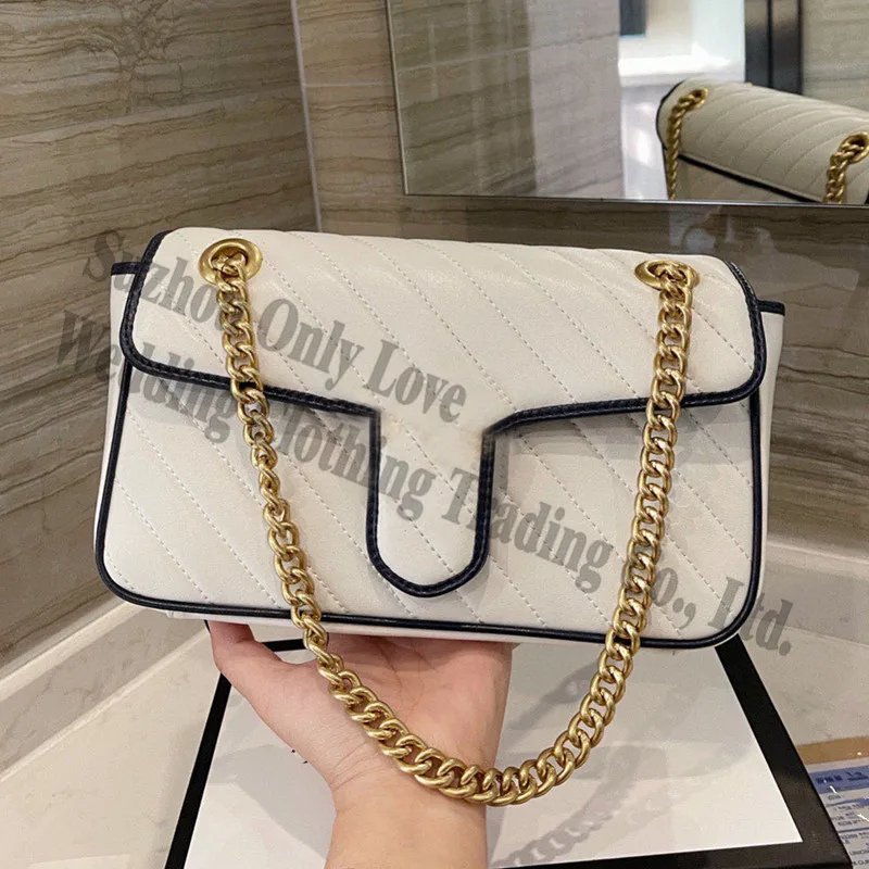 

High Quality Lady Middle size white thread saddle chain cross body hand bags woman flap small one side shoulder bag