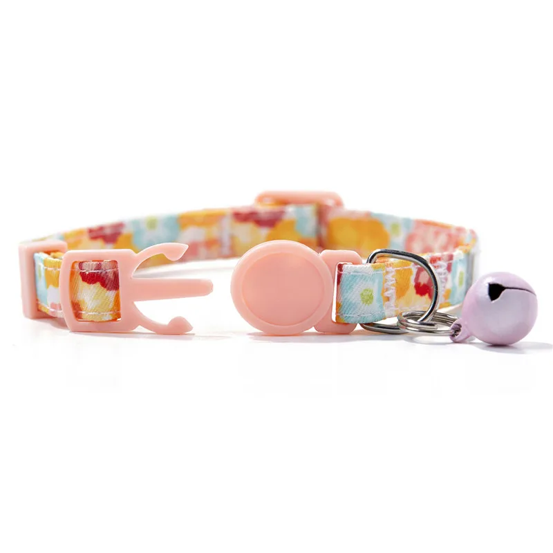 

Custom Printed Logo Pet Cat Collar With Bell dog collars leashes, 5 colors