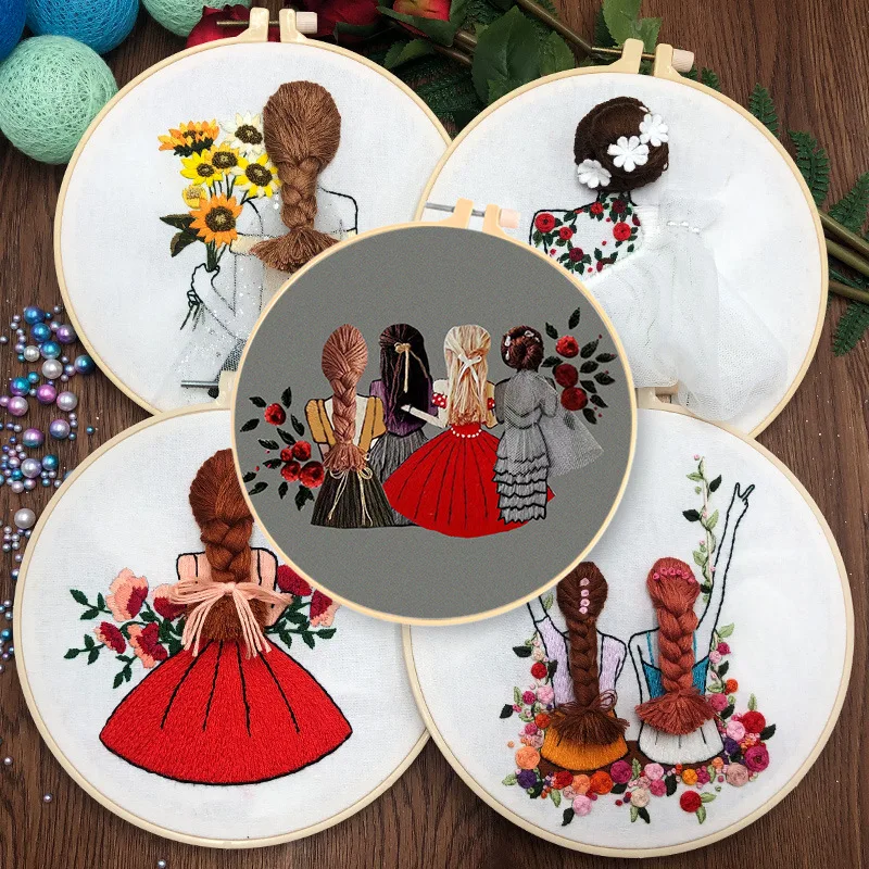 

Girlfriend Beginners Embroidery Kit for Adults with Hoop, Thread, Needles, Full Kit, DIY Craft for Beginner