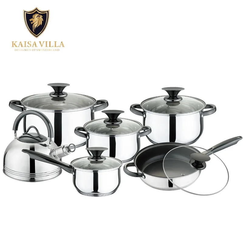 

KAISA VILLA (KV-6690) In Stock Stainless Cooking Pot Nonstick Cookware Sets Cooking Pot For Cooking Cookware Set(2 set/ctn), Silver