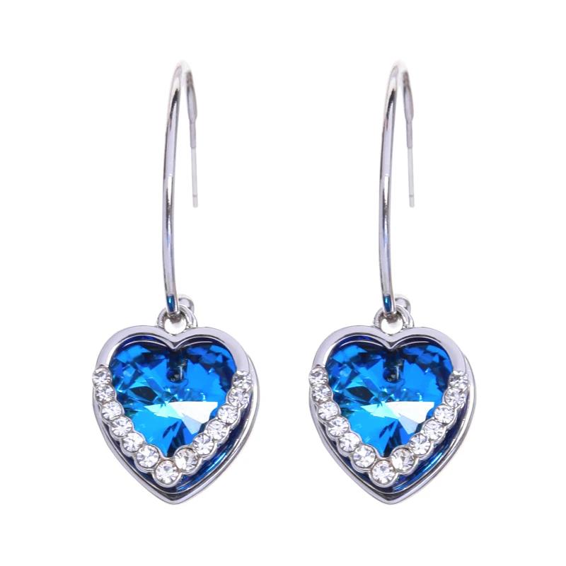 

f0012 Quality Jewelry Designs 925 Silver Post Bulk Stock Women Summer CZ Stone Crystal Bling Heart Hoop Earrings, Gold