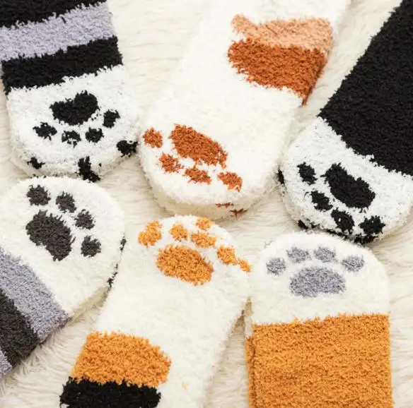 新设计动物新奇猫爪图案女性袜子