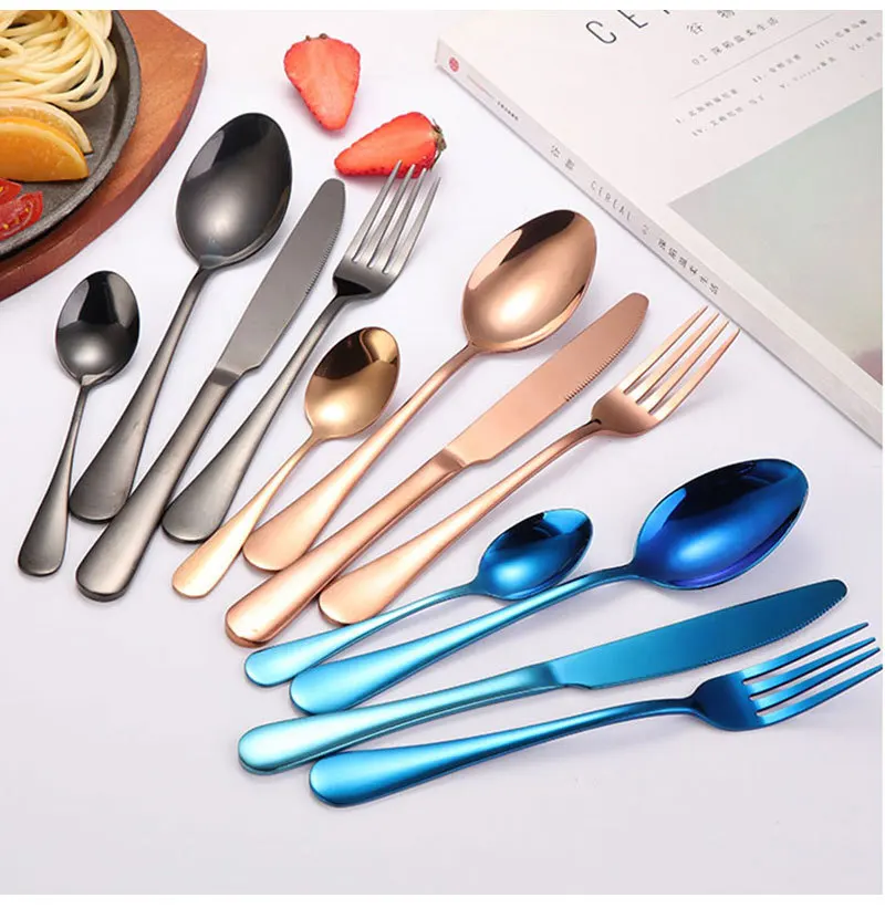 

Wholesale Hot Sale Restaurant Wedding Party Luxury Knife Fork Spoon Silverware Set 48 Pcs Stainless Steel Cutlery Set Color Box, Sliver,gold, black,rose gold, colorful
