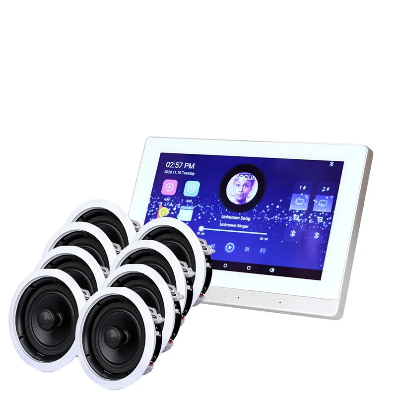

Oupushi B7+8VX6-C Support Blue tooth/FM/WIFI/SD card Wall amplifier with ceiling speakers Home audio system