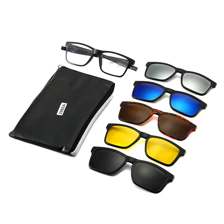 

Magnetic clipon frame eyewear magnetic 5 in 1 glasses polarized sunglasses 2020