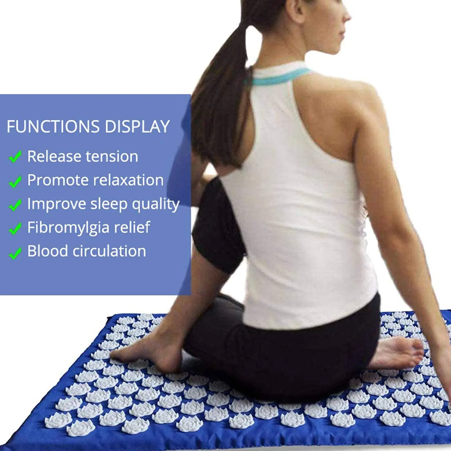

Acupressure Mat Massage Yoga Mat Fitness Mat Relieve Stress Pain Spike Back Body Massage for Home Pad Acupuncture Set, Black,green,blue,purple,gray