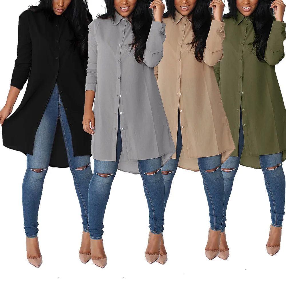 

2021 Popular Casual Sexy Style Asymmetrical Women Fashion Tops Solid Color Chiffon Shirt, 4 colors