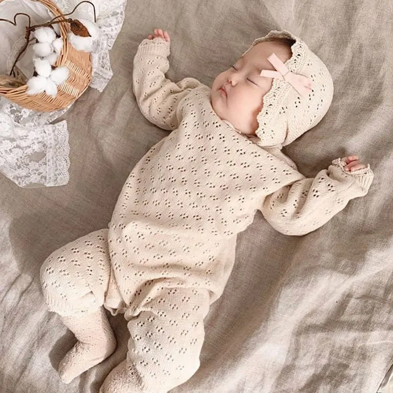 

Autumn and winter baby romper boys and girls long-sleeved knitted pattern jumpsuit, As picture