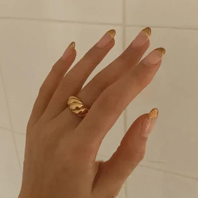 

New Gold Silver Color Twisted Croissants Rings Threads Geometric Rings for Women Minimalist Chunky Rings