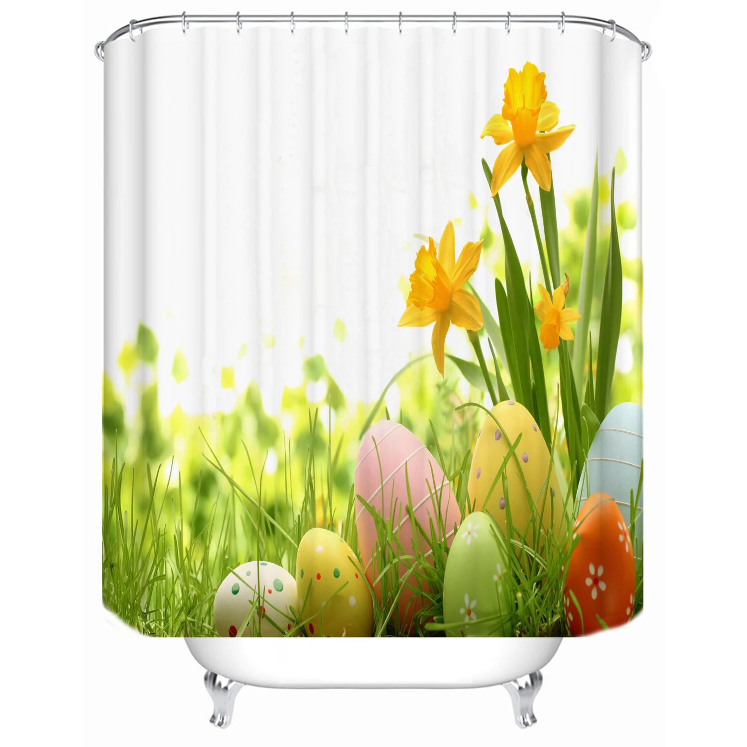 

180x180cm bathroom partition bathtub waterproof shower curtain Easter egg can be customized printing shower curtain bathtub, Picture