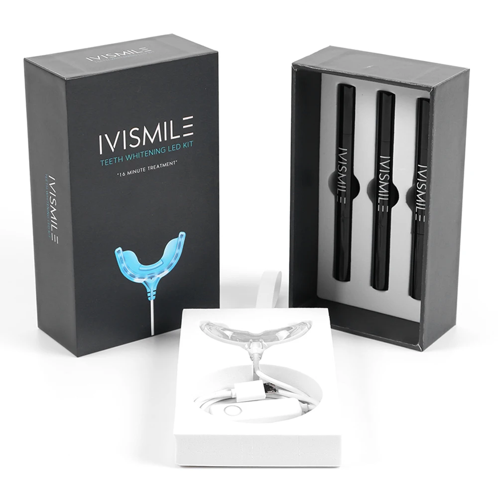 

Phone Connect LED Light and Gels IVISMILE Mobile Teeth Whitening wholesale Kits Logo 2021, Pink/white /black/custom