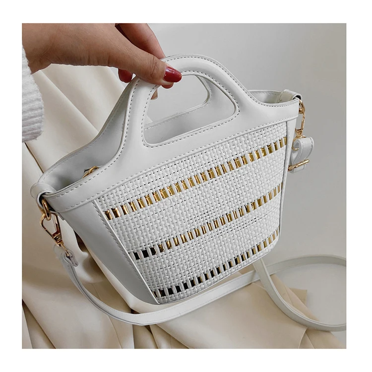 

High Quality Woven Bucket Bag Women's Summer Vacation Beach Tote Bag Niche Designer Ladies Messenger Weaving Bags 2022 New Brand