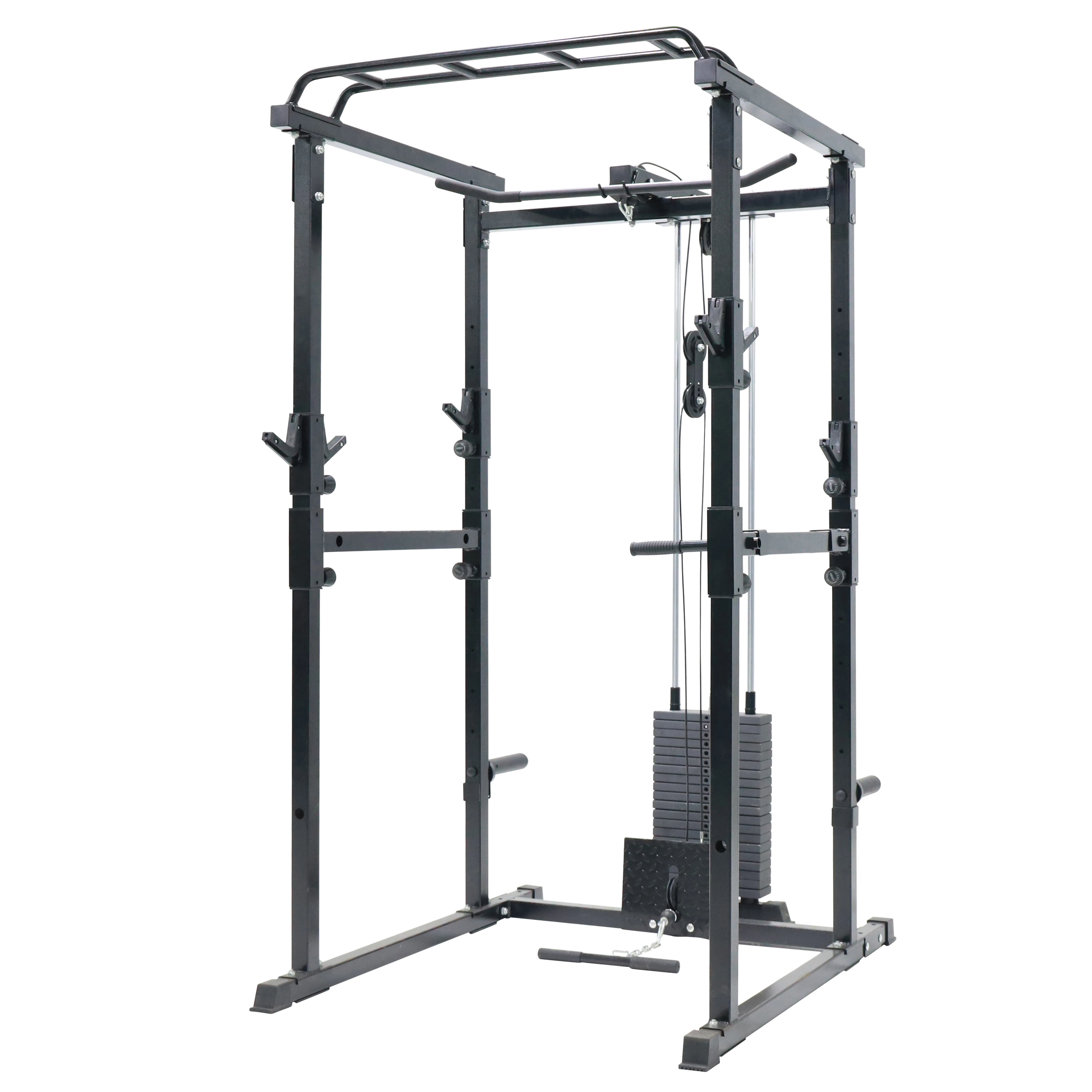 

RTS Squat Rack Stock in USA with 220lbs weight stack Q235 steel1000lbs Capacity Fitness Equipment MachinePower Cage