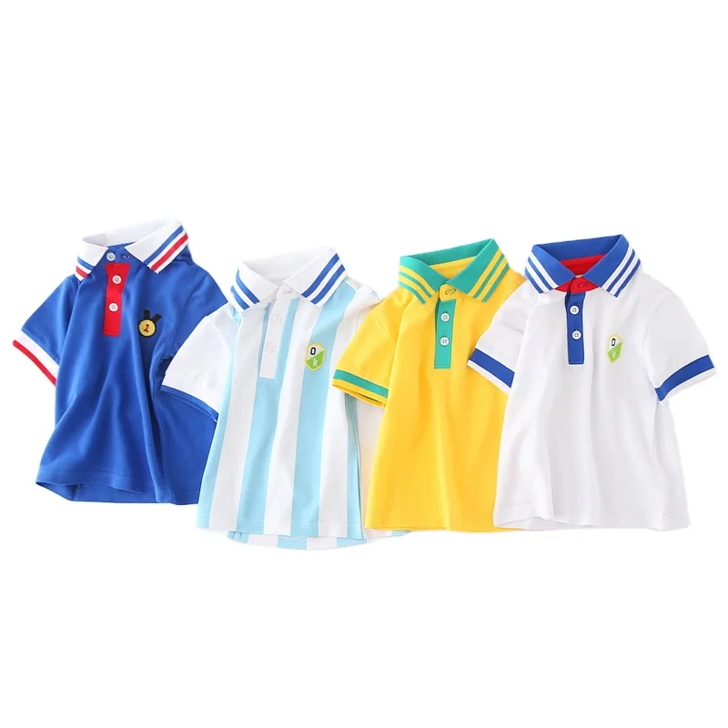 

Children Casual Creative Sports T-shirts Summer Lapel Short Sleeve T-shirts Boy Outdoor Football Sweat Absorb Polo Shirts