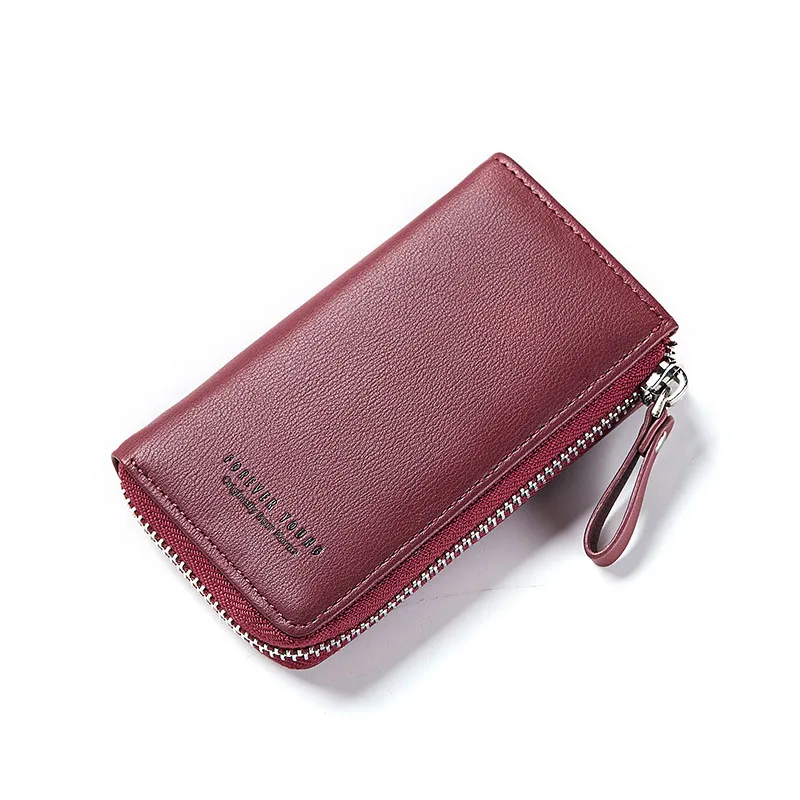 

Lady Key Wallet Women PU Leather Solid Key Chain Zipper Girl Housekeeper Organizer Case Female Card Holder Bag, 6 colors