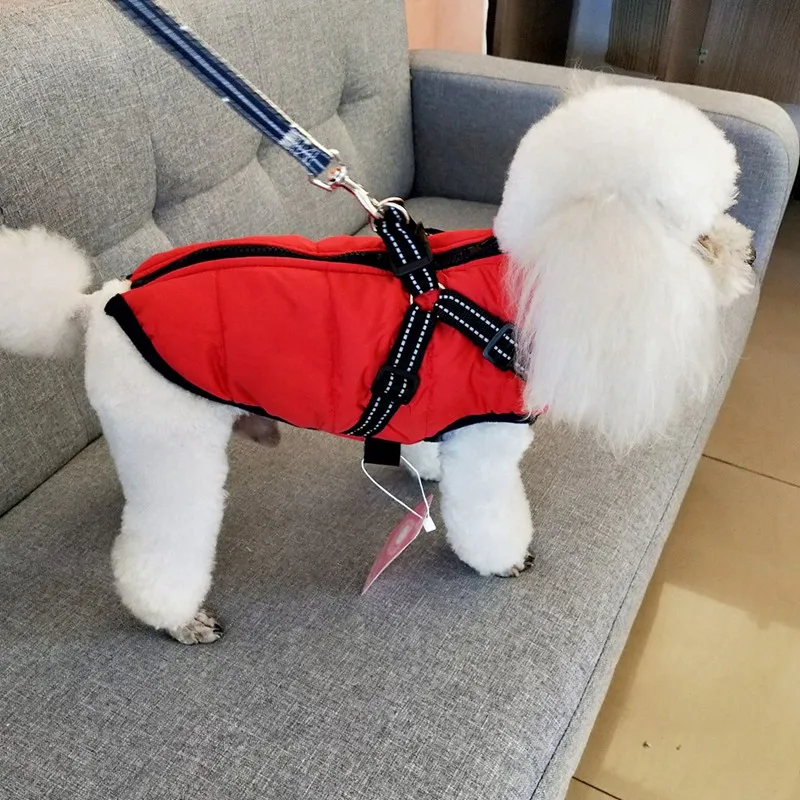 

Large Winter Clothes French Bulldog Soft Pet Warm Jacket With Harness Waterproof Coat Outfit Vest For Small Medium Dog