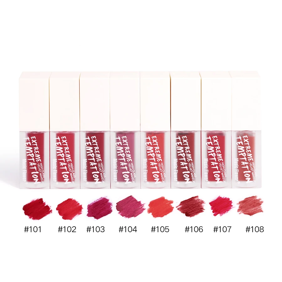 

Music Flower Natural Liquid Lipstick Matte Lipgloss Waterproof Make Up Lip Gloss, 8 colors